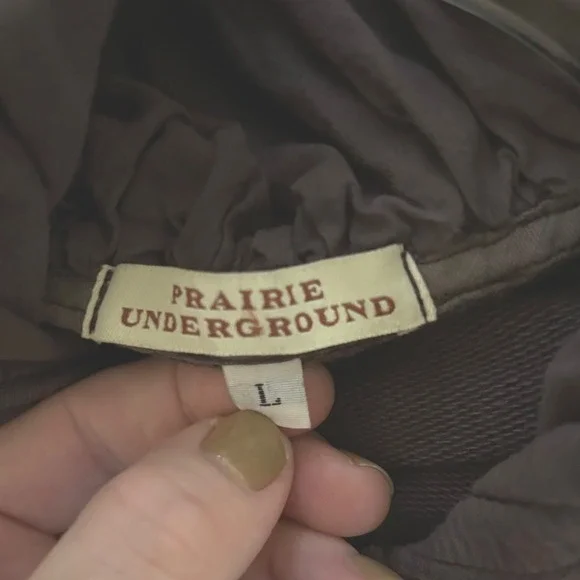 Prairie Underground Womens Full Zip Hoodie Ruched Pockets Organic Cotton Sz L - Picture 3 of 11